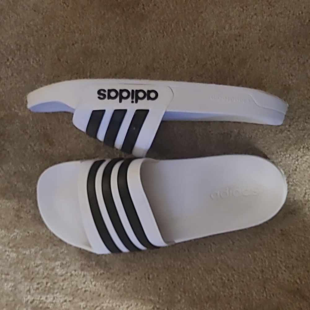 Adidas White Mens Slides size 11